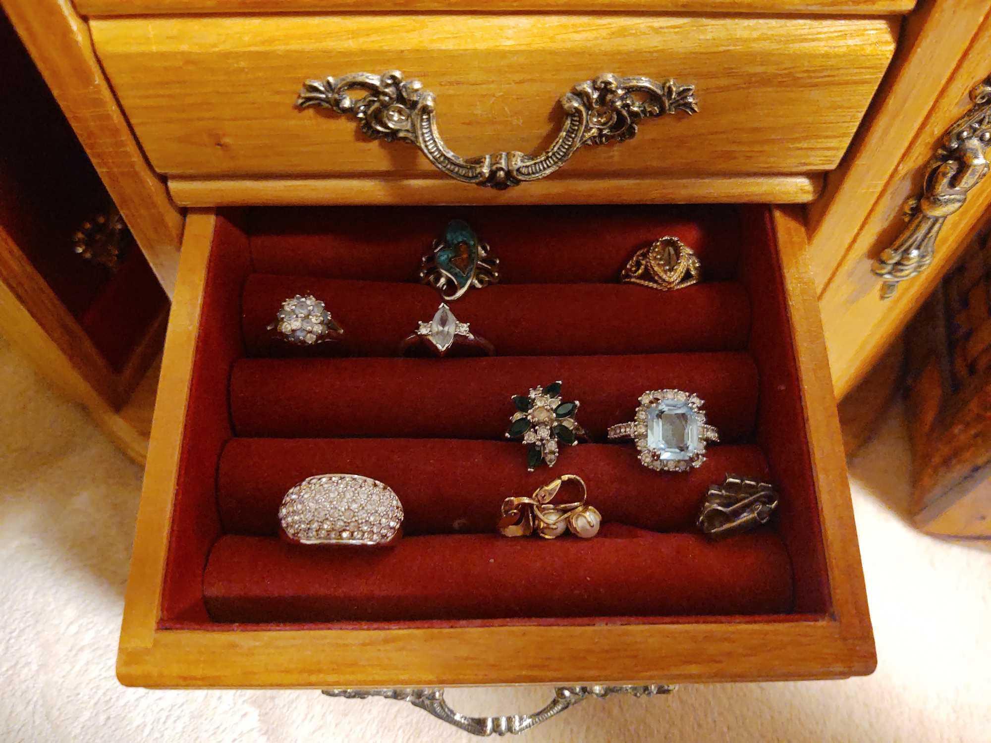 3 Jewelry Boxes and Assorted Costume Jewelry