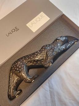 Oversized & rare LALIQUE glass / crystal Zelia panther in black