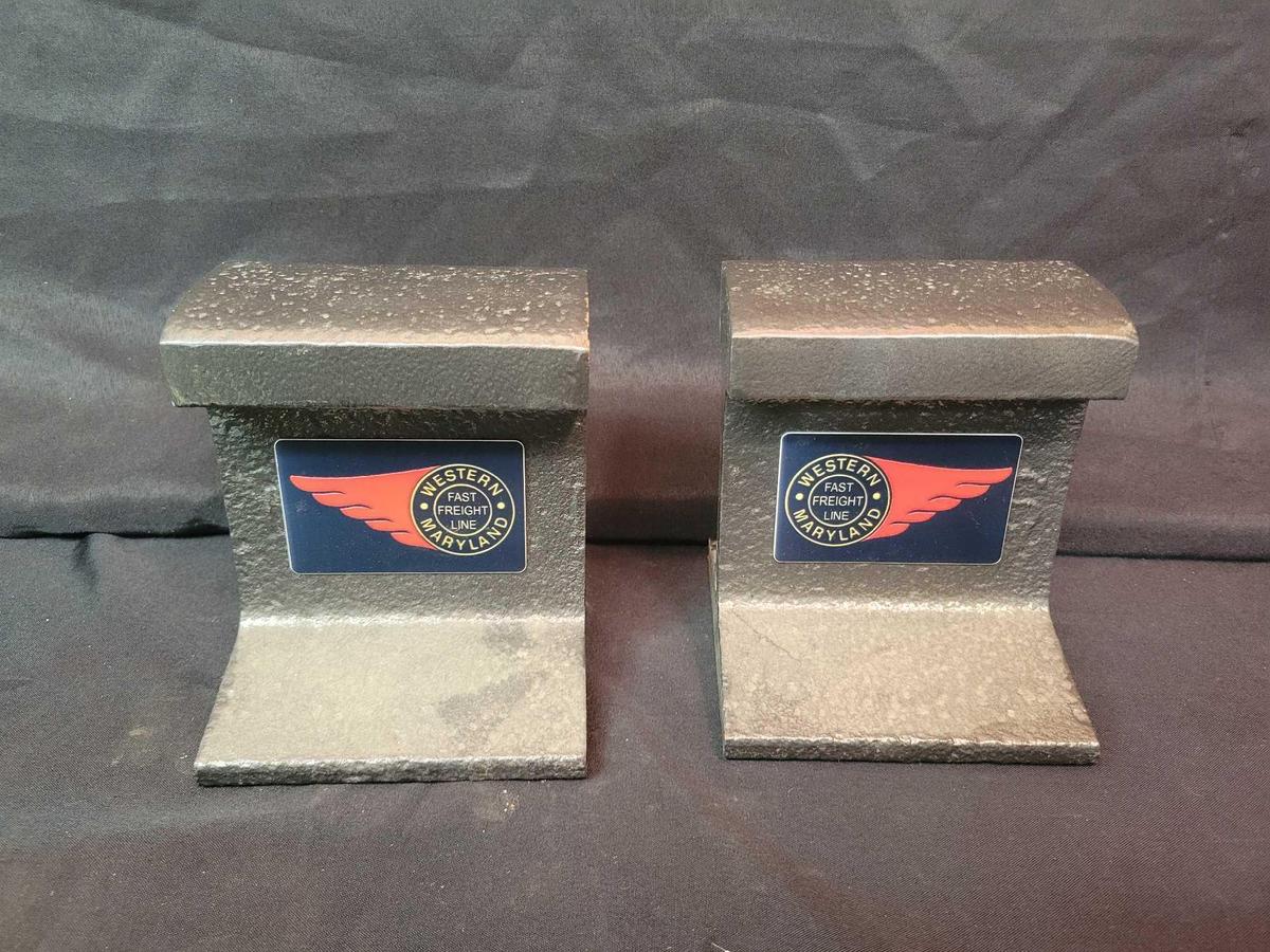 Pair of Western Maryland fast freight line book ends
