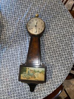 Gilbert 1807 Wall clock with reverse painting scene