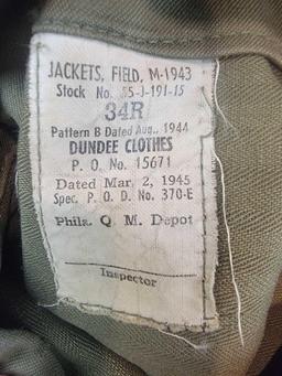 US WWII WW2 Field Jacket Coat M-1943 size 34R