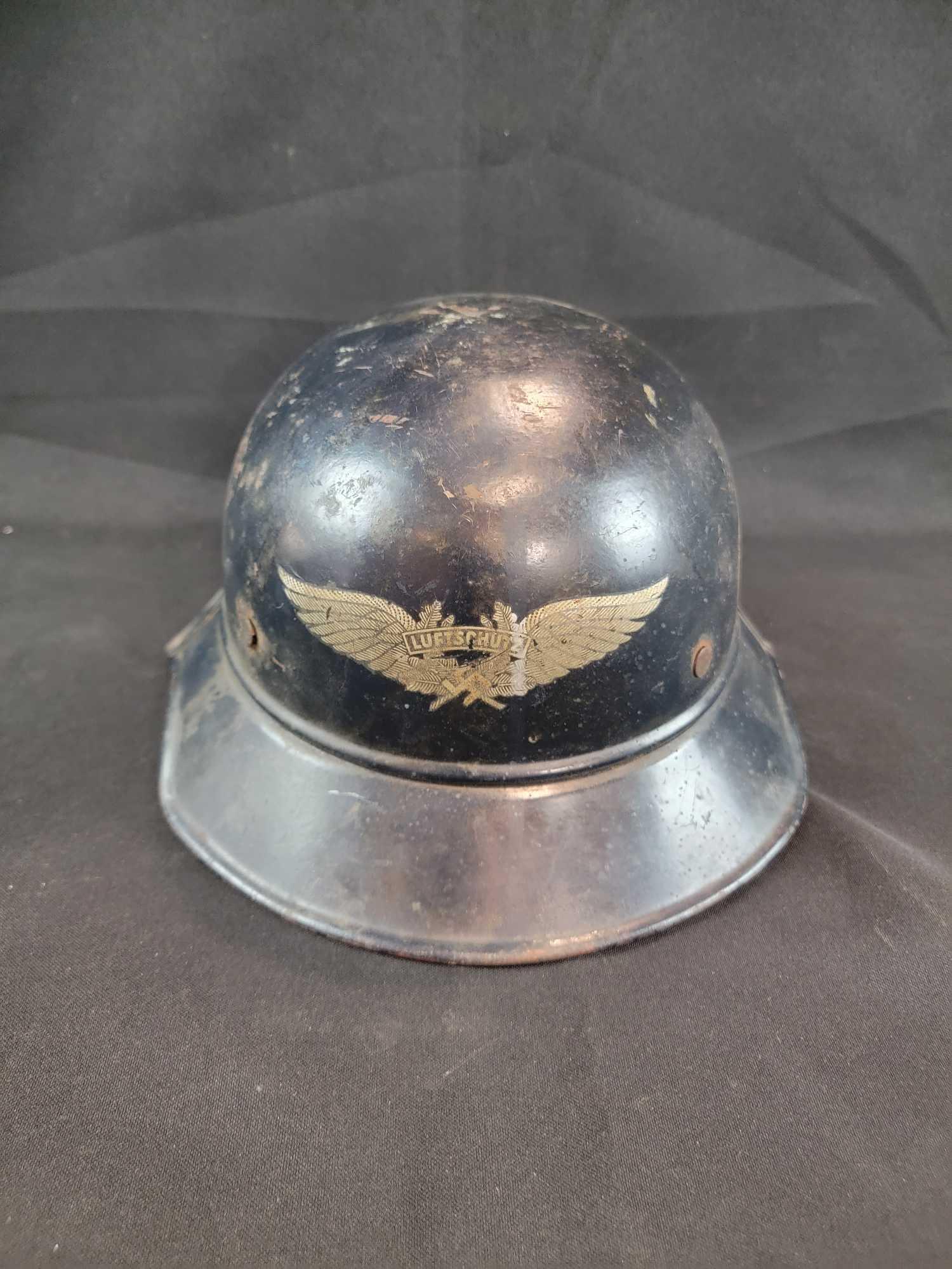 WWII WW2 German Military Luftschutz Helmet with chin strap
