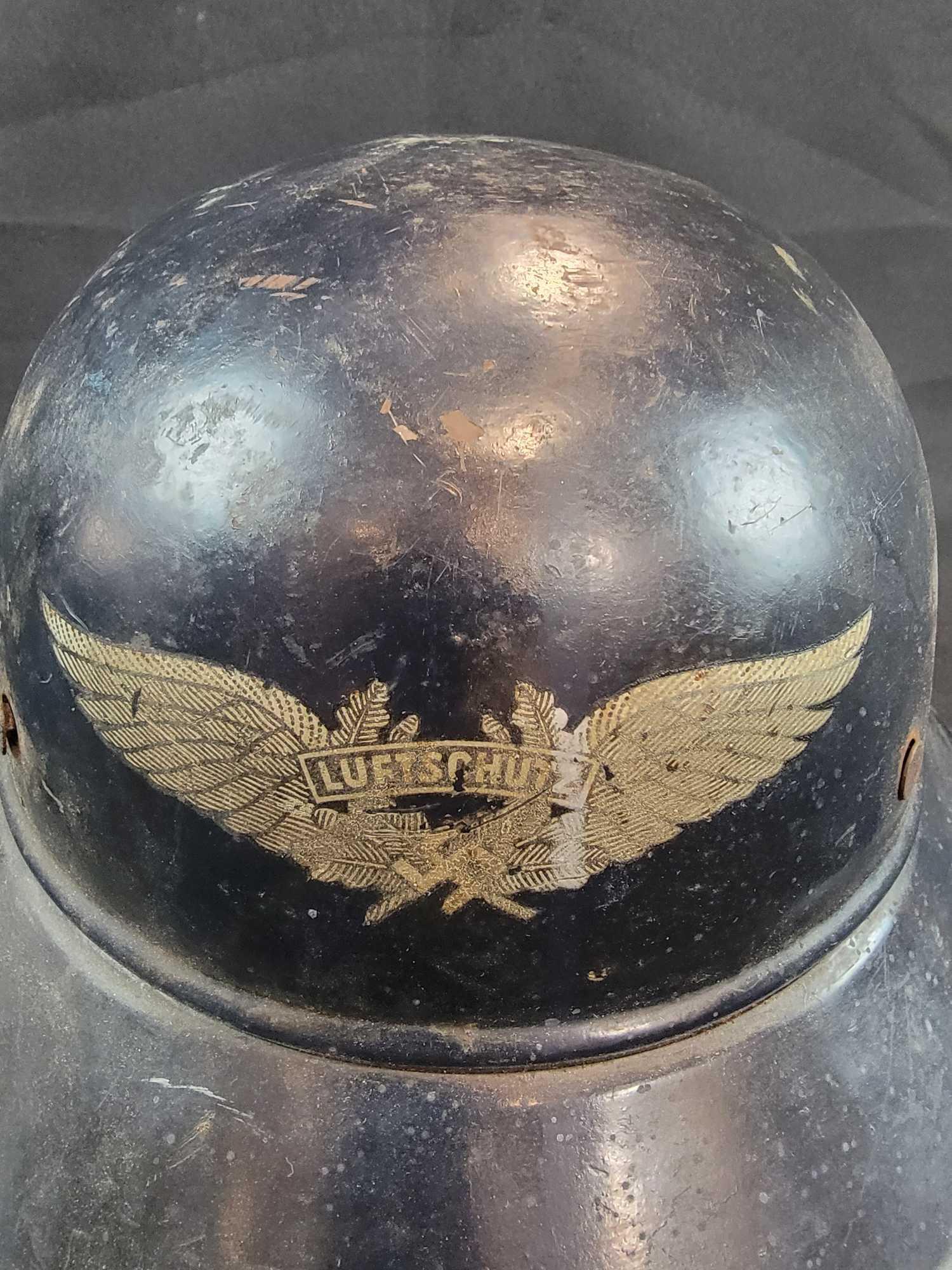 WWII WW2 German Military Luftschutz Helmet with chin strap