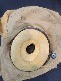 WWII WW2 US Summer Flight Helmet hat cap with radio headset USAF