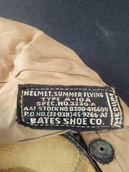 WWII WW2 US Summer Flight Helmet hat cap with radio headset USAF