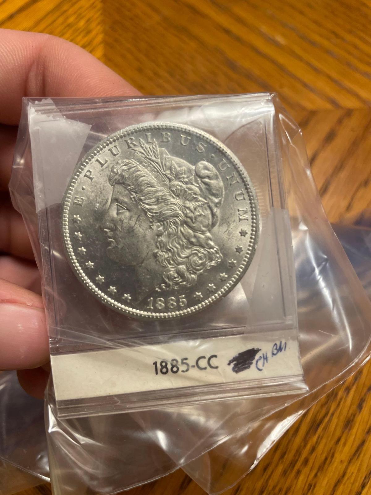 1885 CC Morgan silver dollar