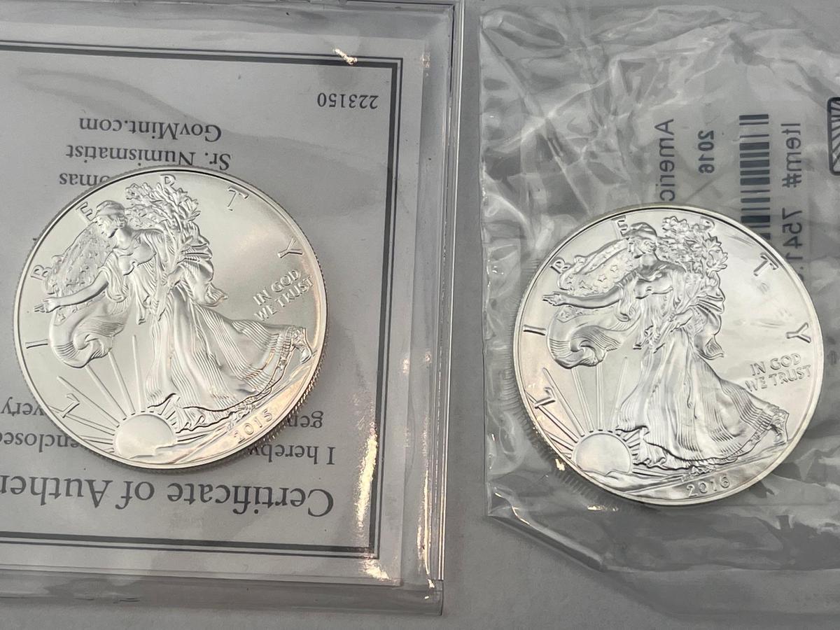 2015 & 2016 US Silver Eagle .999 Silver bid x 2