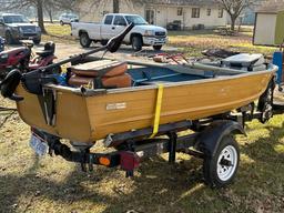 Montgomery Ward Sea King 12ft alum boat with trolling motor - oars - life vest - anchors and trailer