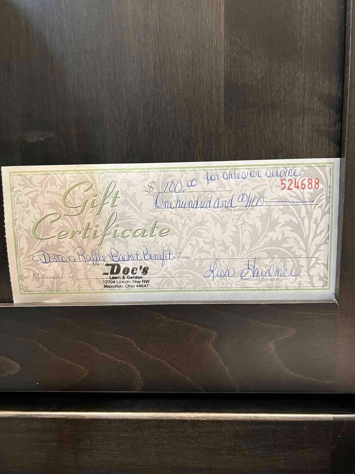 $100 Doc's Lawncare Gift Certificate