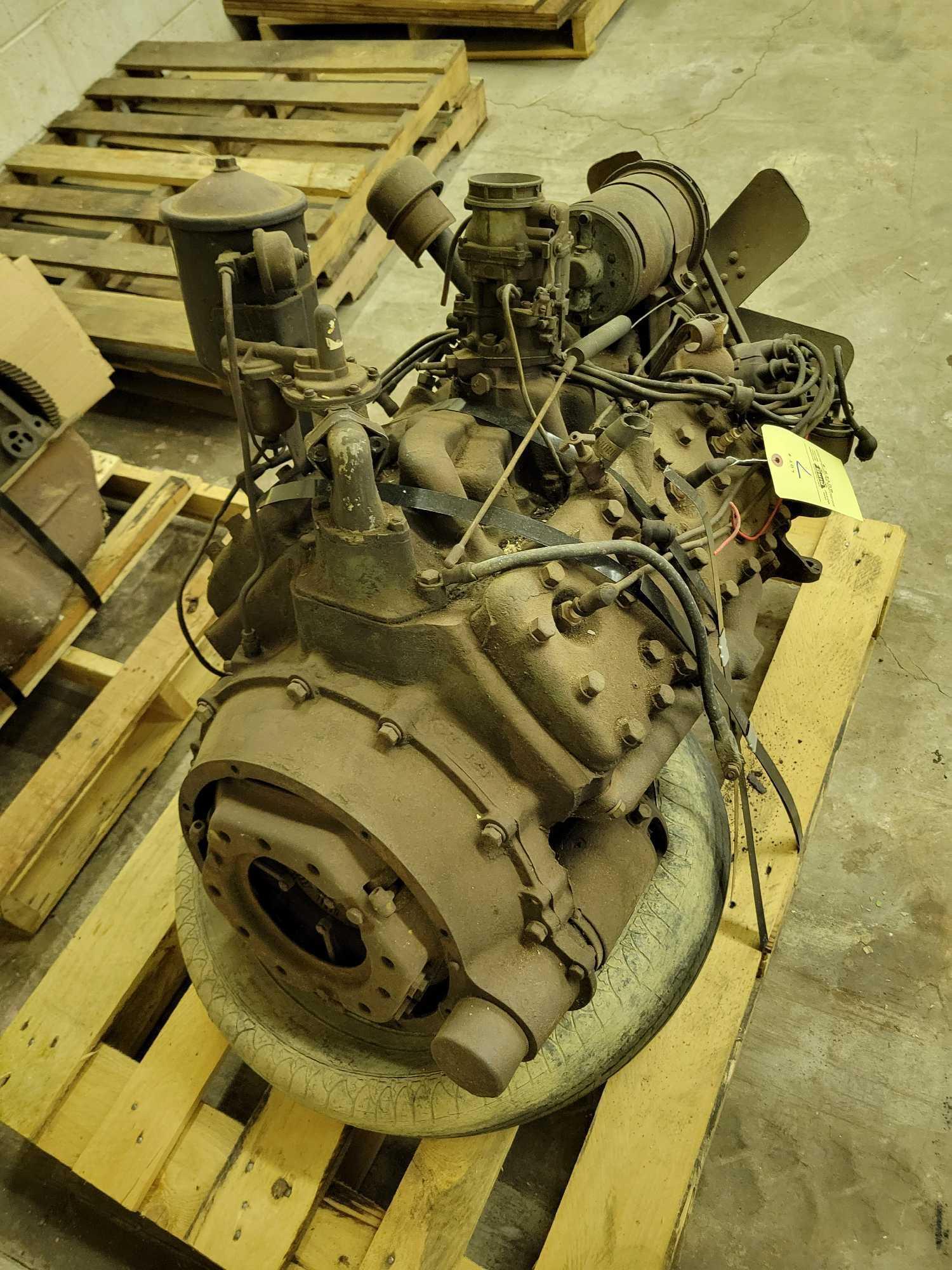 V8 flathead Ford complete no cooling with ignition, clutch, separate bell, rt on head