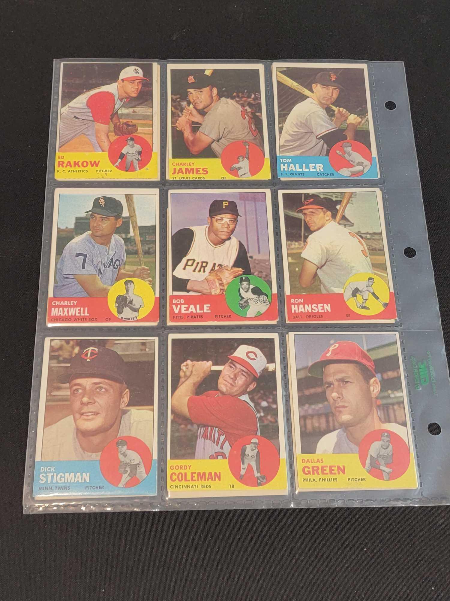 1963 Topps Baseball 180 different cards partial set HOFers Stars Leaders Commons