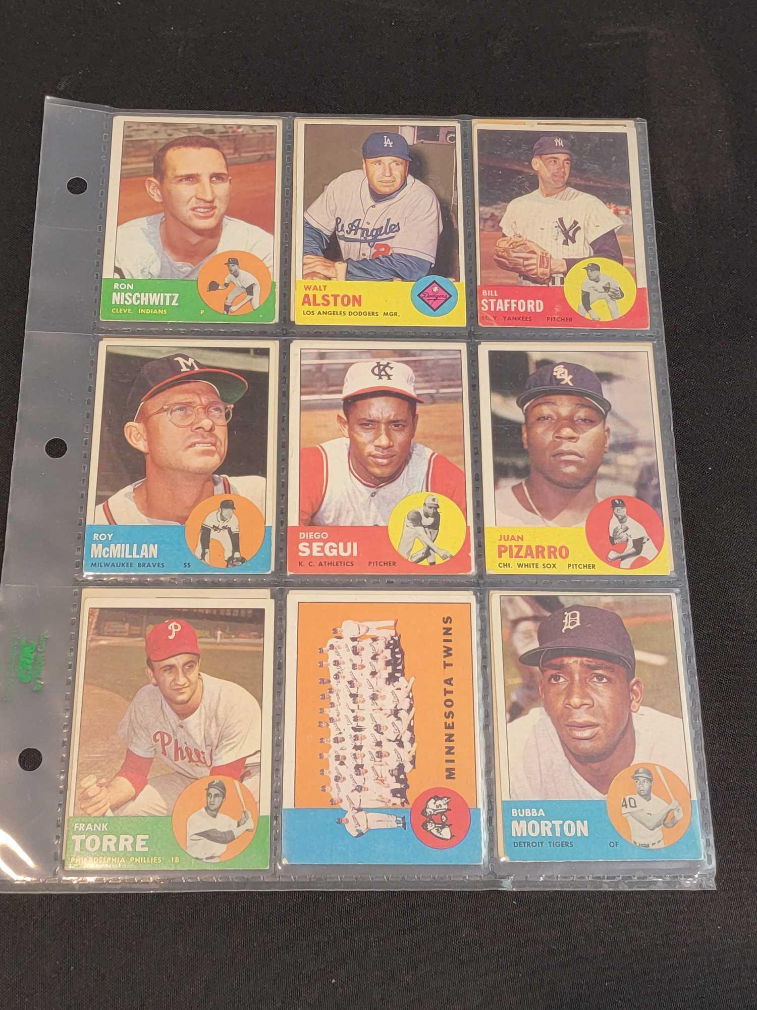 1963 Topps Baseball 180 different cards partial set HOFers Stars Leaders Commons