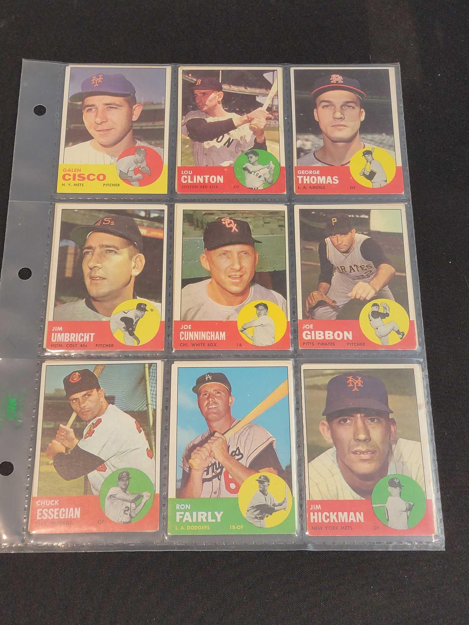 1963 Topps Baseball 180 different cards partial set HOFers Stars Leaders Commons