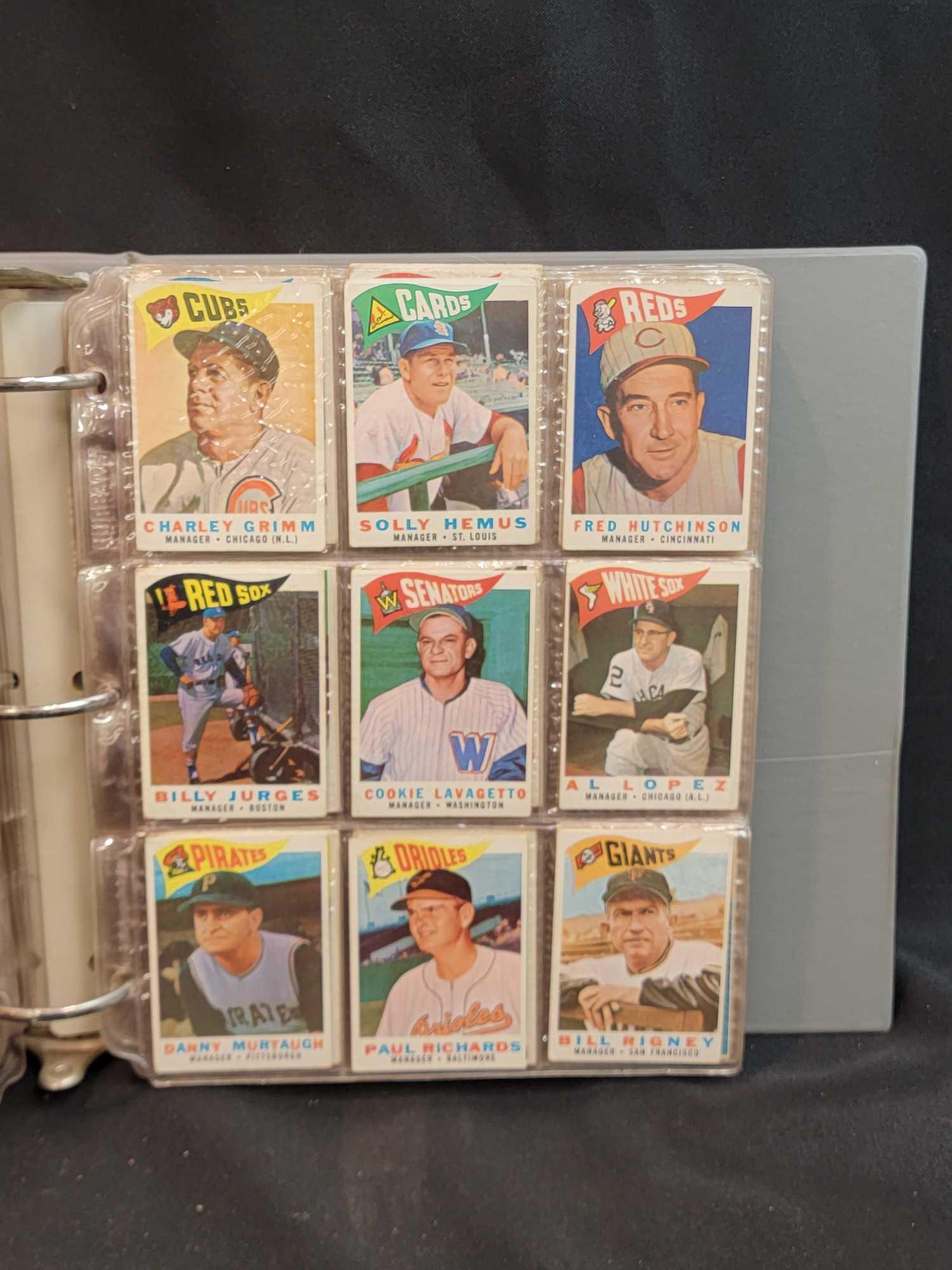 1960 Topps Baseball card set minus 5 cards HOFers RCs in binder