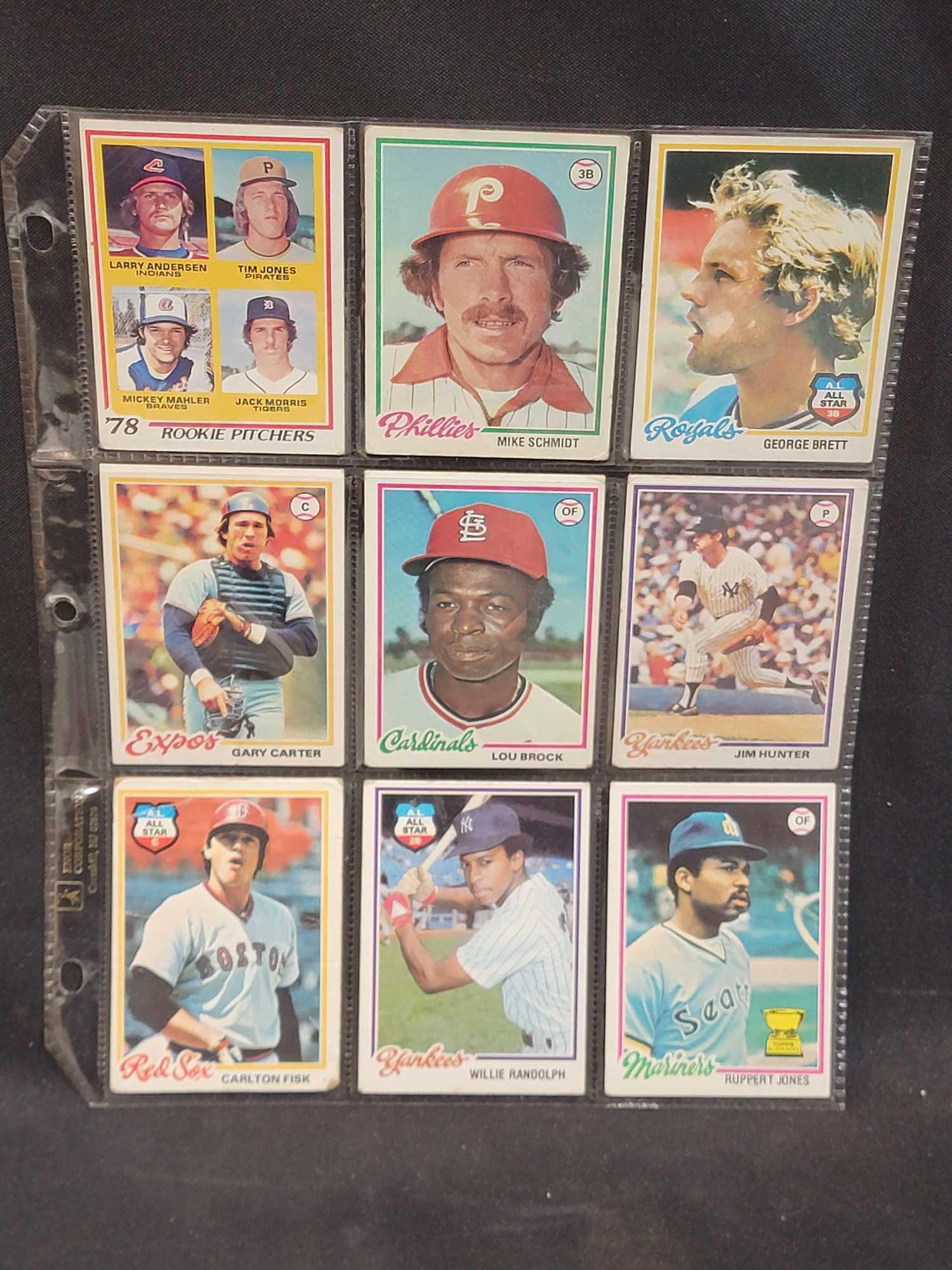 11 pages of Baseball cards HOFers RCs 1957 to 1979