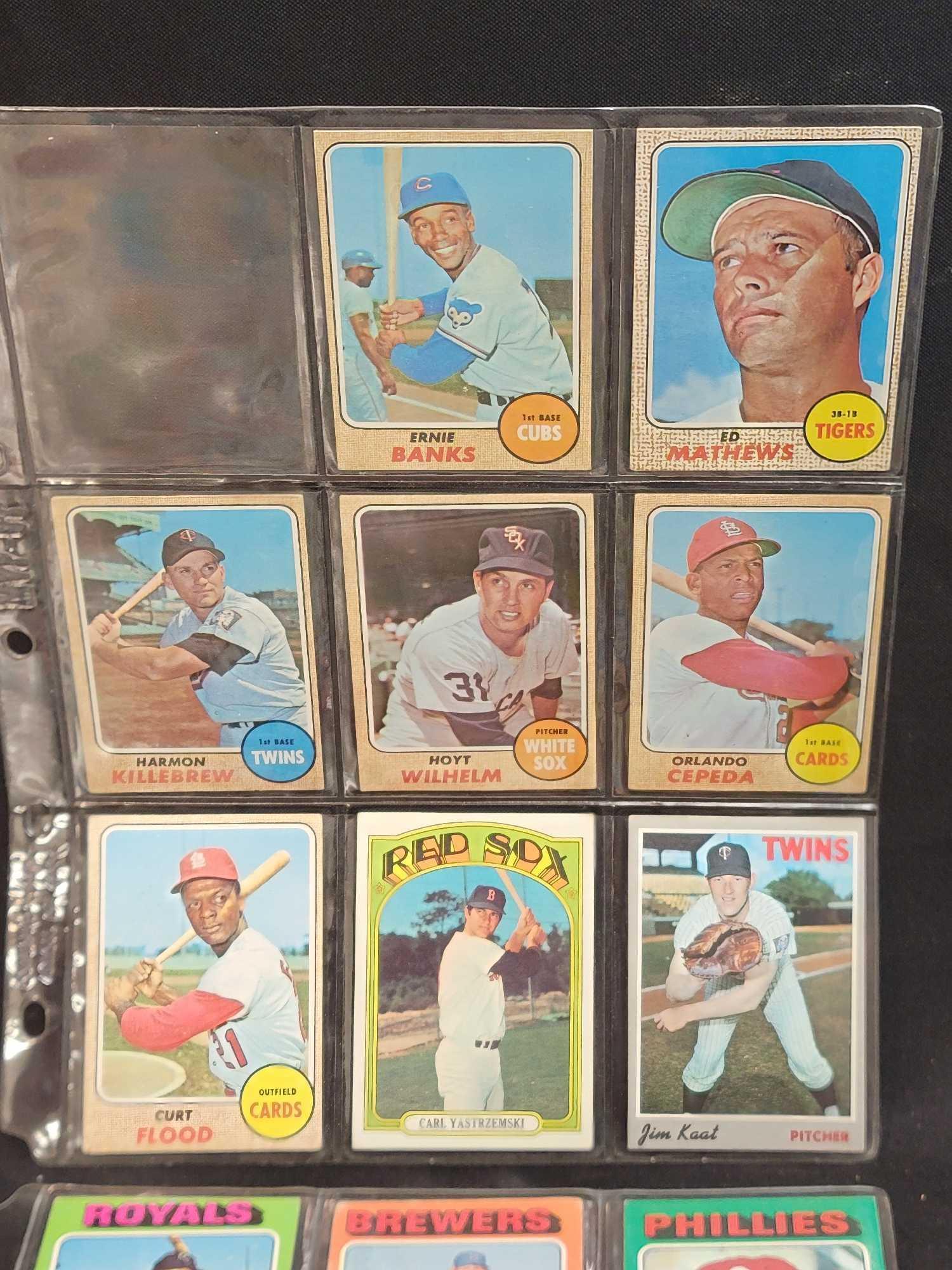 11 pages of Baseball cards HOFers RCs 1957 to 1979