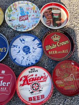 (9) Vintage Metal Beer Trays