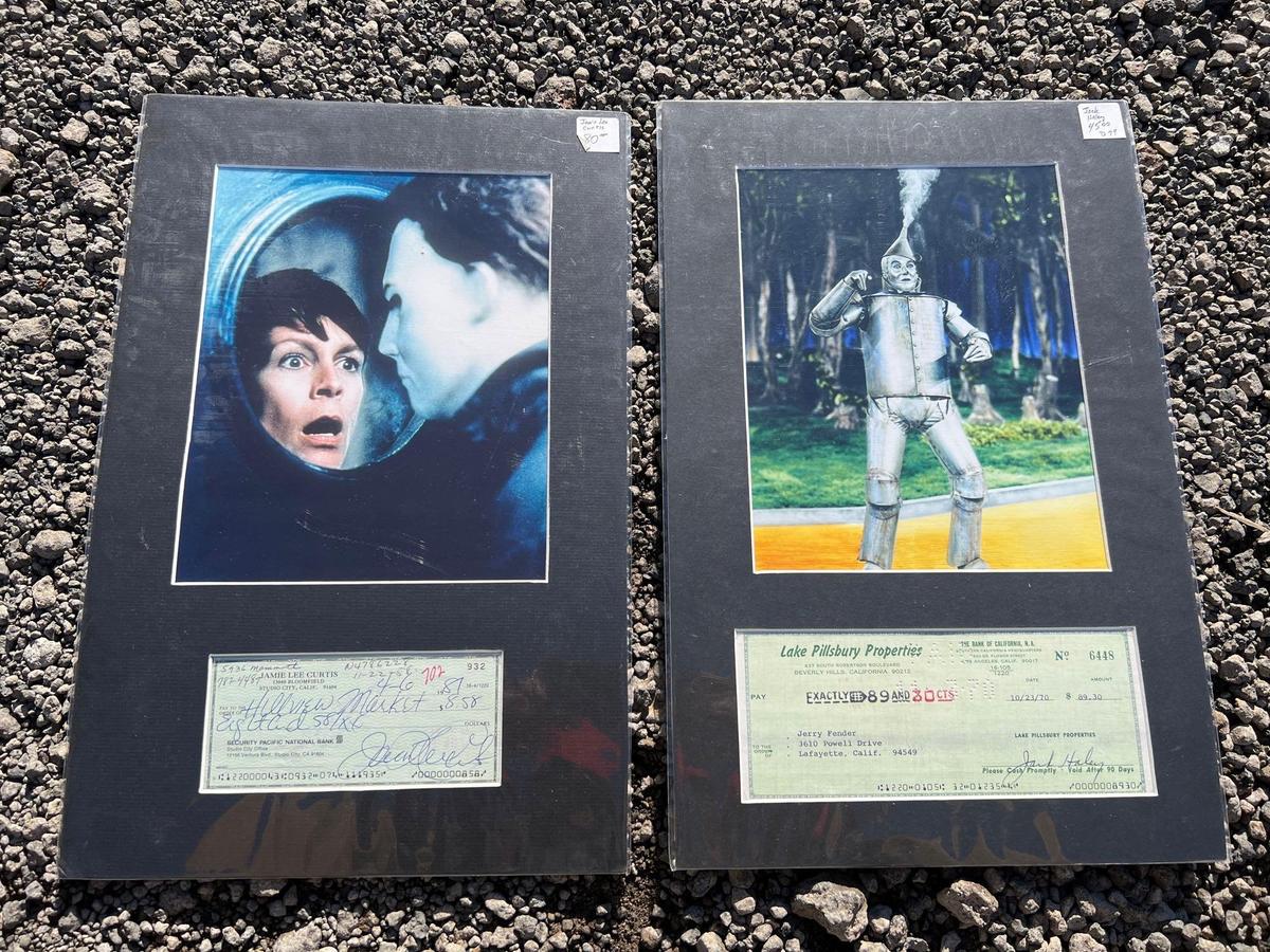 Jack Haley and Jamie Lee Curtis Signed Checks