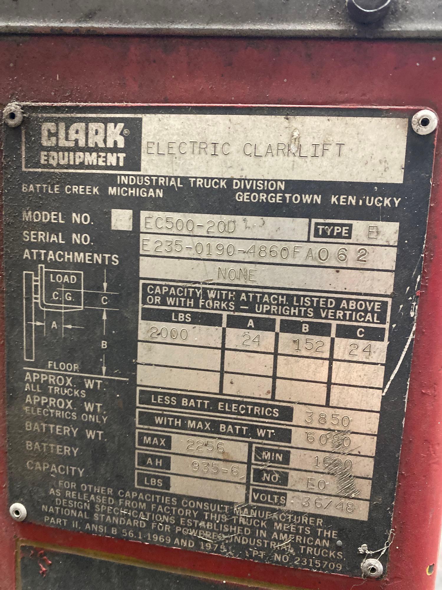 CLARK EC500-20D ELECTRIC FORK LIFT