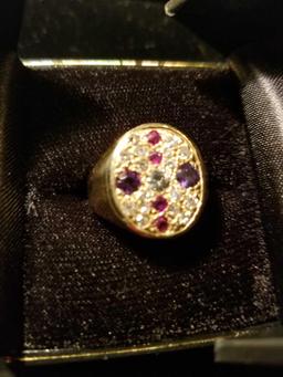14k yellow gold signet ring with diamonds