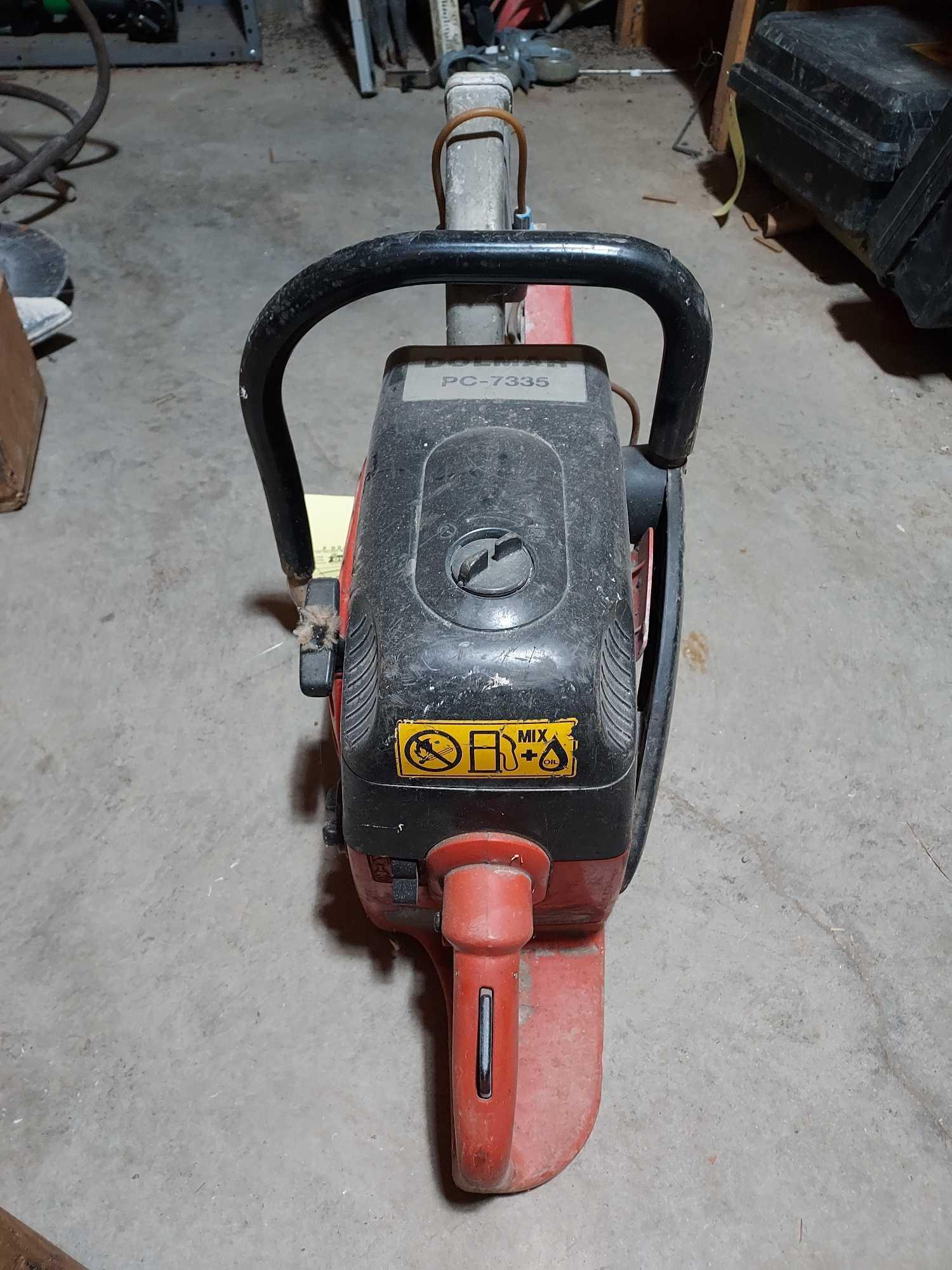 Dolmar PC-7335 Concrete Saw w/ Wood Box of Blades & more