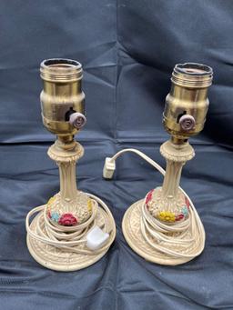 (2) Small Cast Iron Bedroom Lamps
