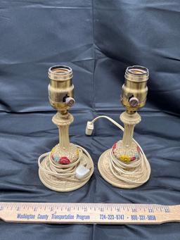(2) Small Cast Iron Bedroom Lamps
