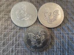 (3) 2015 silver eagles