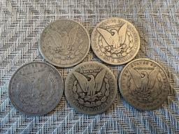 (5) Morgan silver dollars