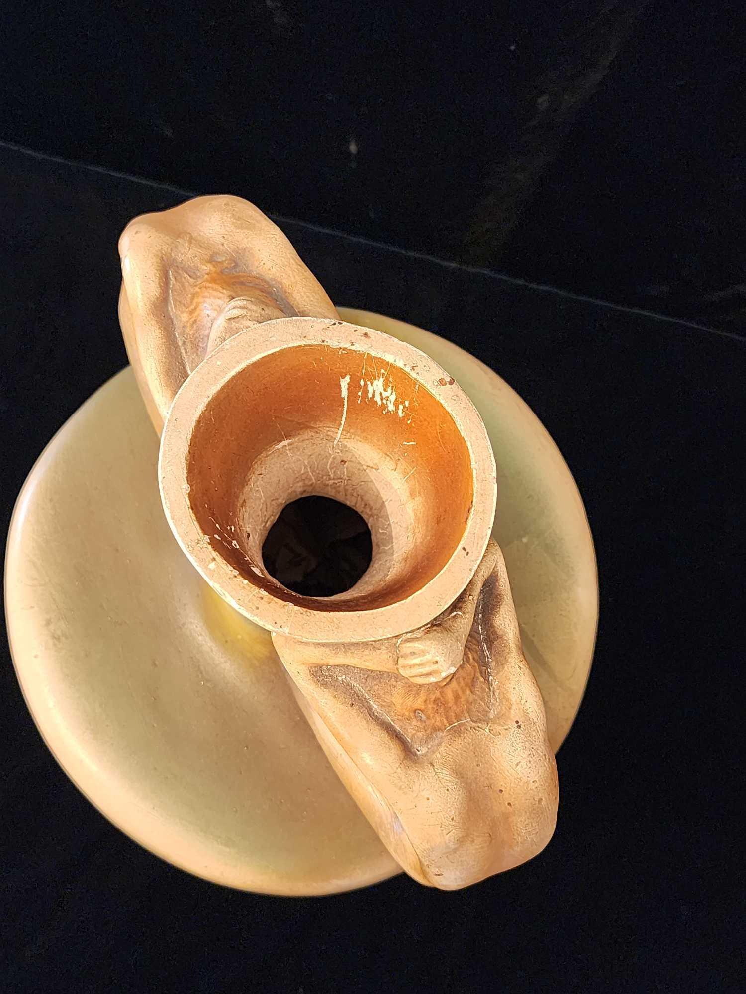 Antique Amphora style Art Nouveau figural handle vase