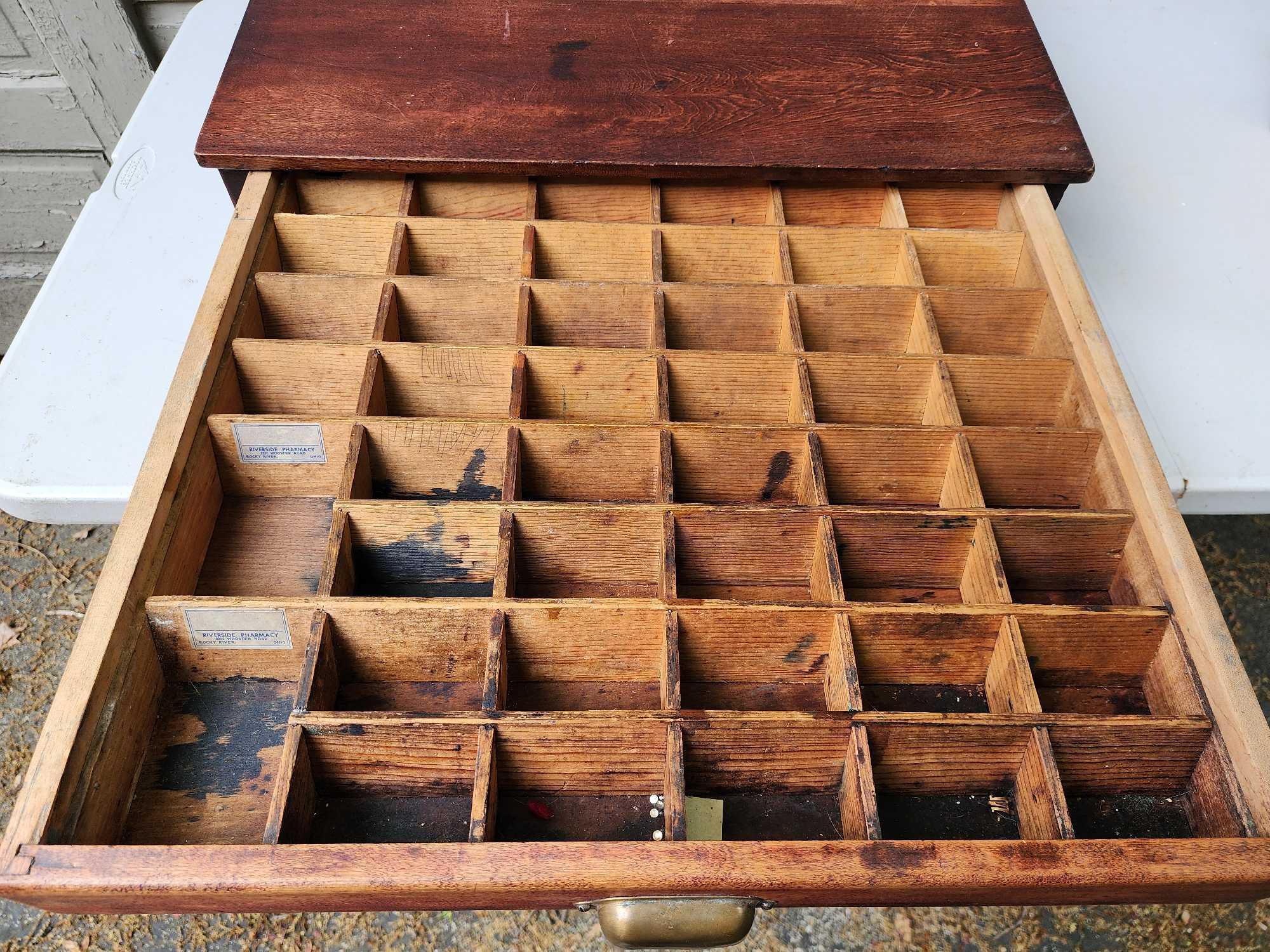 Antique pharmaceutical cabinet w/ 2 divided drawers