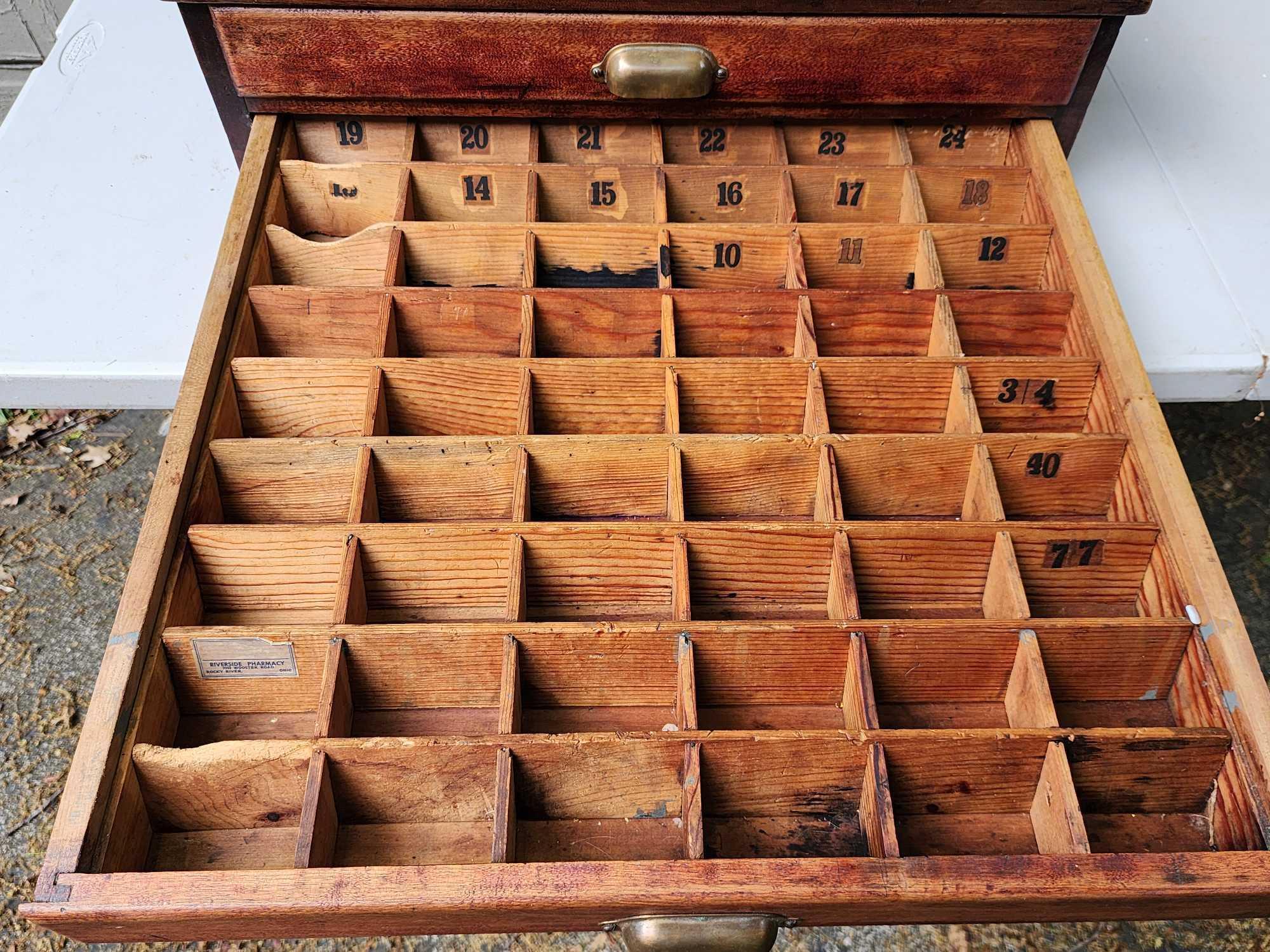 Antique pharmaceutical cabinet w/ 2 divided drawers