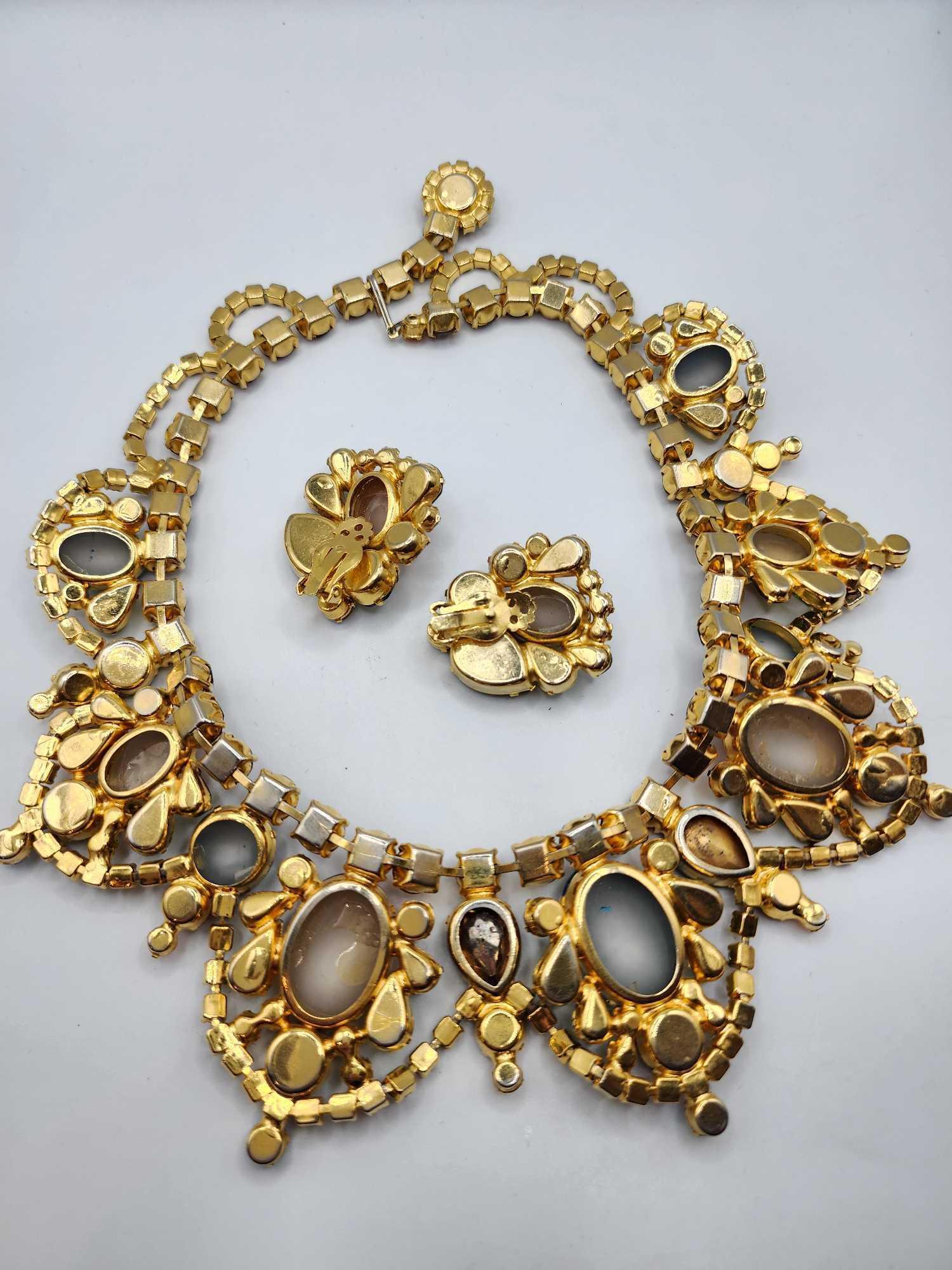 Gorgeous 1960s rhinestone necklace & earrings, attributed to Juliana