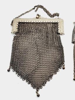 Antique mesh purses, silver tone