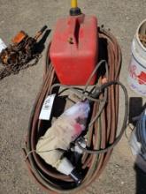 Fuel can, acetylene hoses, body grinder