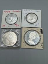 Assorted World Coins, Silver, Canadian, Mexican