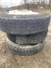(3) Goodyear 11R24.5 tires on rims