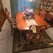 Dining Table & China Cabinet Set W/ (6) Chairs & Leaves