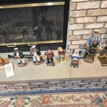 Nautical Figurines and decor fireplace landing