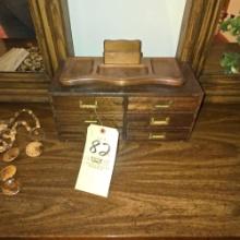 Vintage Jewelry Box, Large Artist Signed Painting, & Artificial Plants