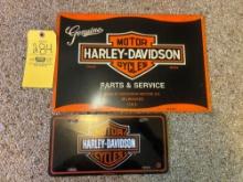 Harley Davidson Sign and License Plate