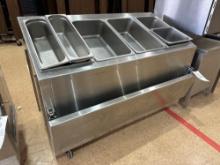 stainless steel salad bar or serving cart with stainless food boxes