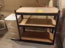 Metal Shelf, Mirror, & Plastic Storage Cart