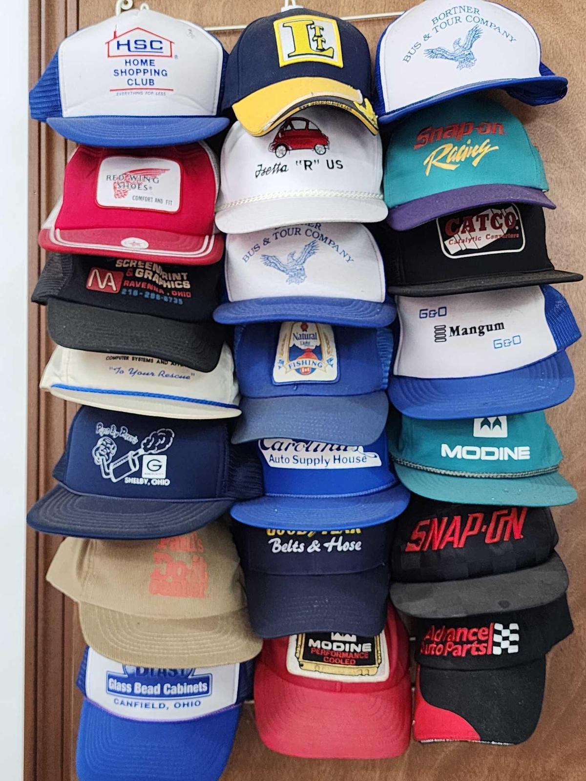 (21) vintage Gent's trucker / baseball hats, advertising