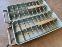 Vintage Frigidaire freezer, ice cube trays, blue aluminum