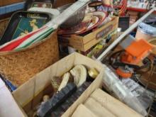 Chainsaw sharpener, collectibles, kitchenwares, Coca Cola trays +