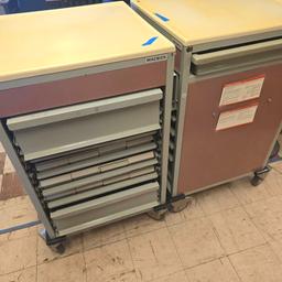 pair rolling Macbick medical cabinets with organizing drawers