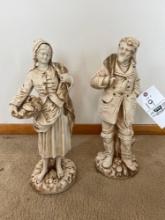 Vintage Marwal Industries Chalkware Fisherman Man and Woman