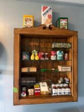 Contents on Shelf, Spice Rack, Advertising Tins, Salt and Pepper Shakers