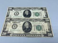 1928 $20 Federal Reserve Notes bid x 2
